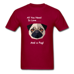 Unisex Classic Pug T-Shirt - dark red